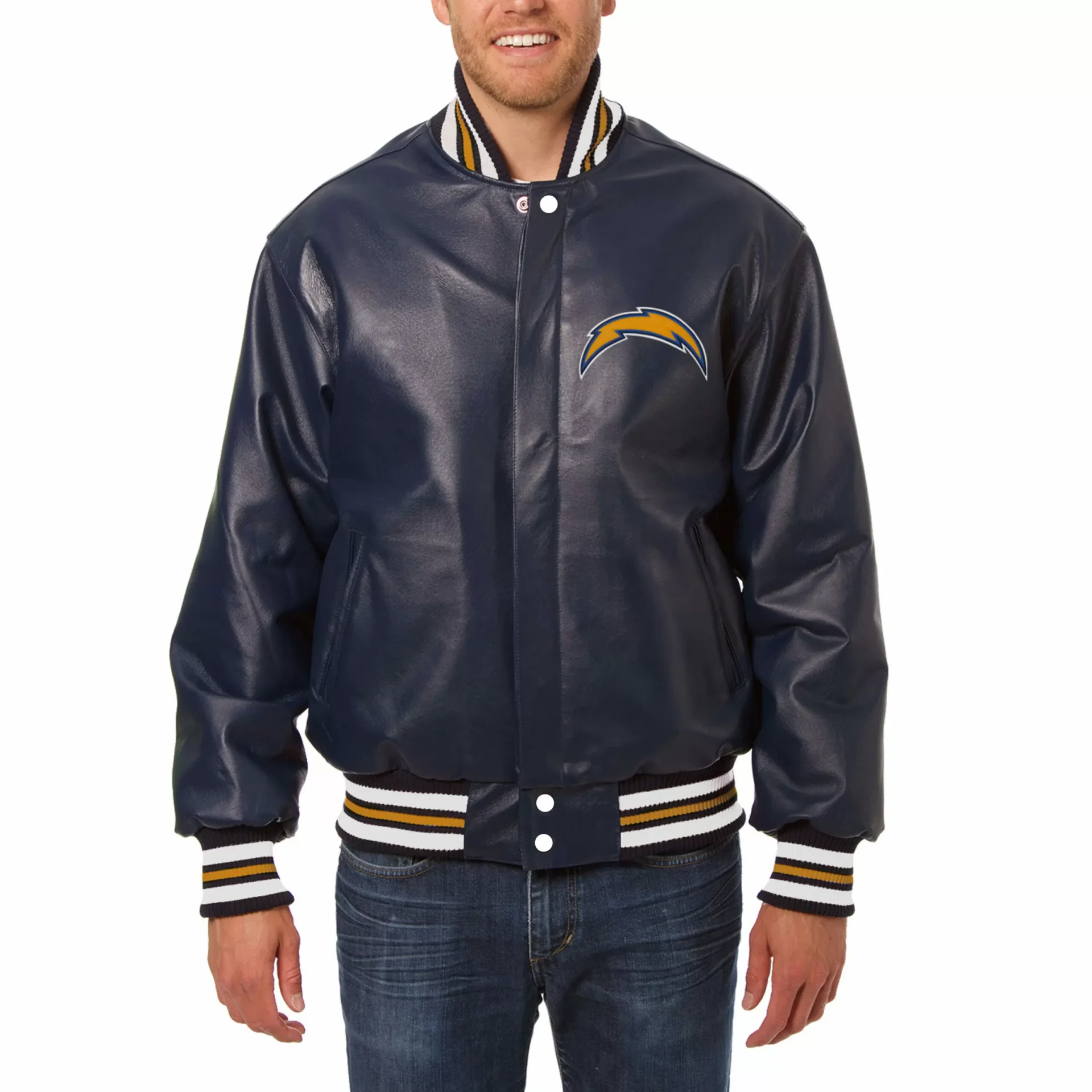 Los-Angeles-Chargers-JH-Design-Navy-Leather-Jacket-scaled